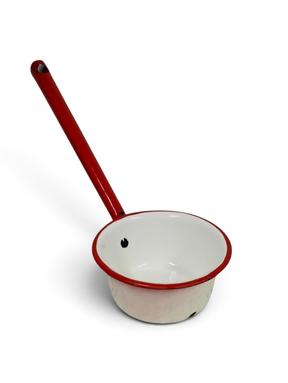 Vintage Red White Enamelware Dipper Ladle Farmhouse Kitchen Collectible
